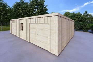 Garage due posti auto indipendenti mono falda, vista lato sinistro 